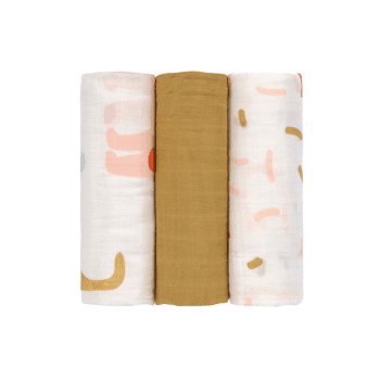 Image showing the Little Mateys Pack of 3 Heavenly Soft Muslins, 80 x 80cm, Spicy Orange product.