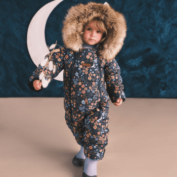 Image showing the Cloud Pramsuit Onesie with Faux Fur, 0 - 6 Months, Floral Nightscape product.