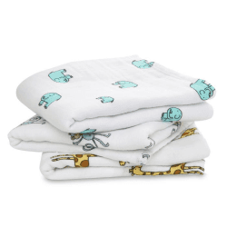 Image showing the Boutique Pack of 3 Cotton Muslin Squares, 70 x 70cm, Jungle Jam product.