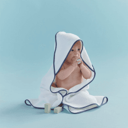 Image showing the Hooded Baby Towel, Denim Blue product.