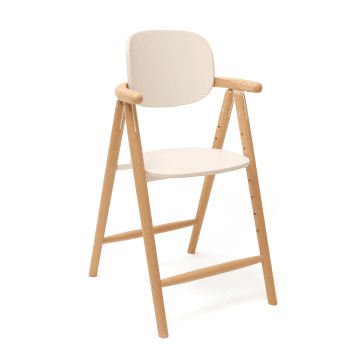 Image showing the Tobo Wooden High Chair, White/Natural product.