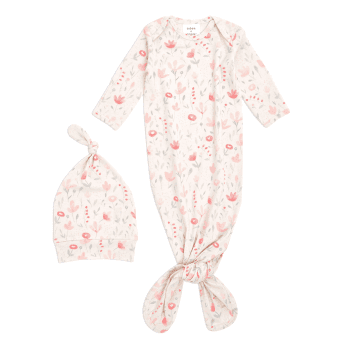 Image showing the Boutique Comfort Knit Knotted Gown & Hat Gift Set, 0 - 3 Months, Perennial product.