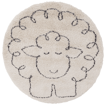 Image showing the Little Sheep Round Rug, 120 x 120cm, Beige product.