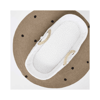 Image showing the Organic Moses Basket Fitted Sheet, W30 x L70cm, White product.