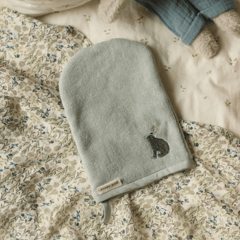 Image showing the Bear Embroidered Bath Mit product.