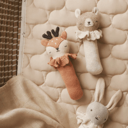 Image showing the Dainty Deer Knitted Rattle, Brown product.