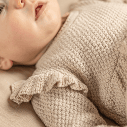 Image showing the Baby Bunny Knitted Long Sleeve Dress, 0 - 1 Months, Sand product.