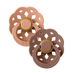 Image showing the Boheme Pack of 2 Round Natural Rubber Latex Dummies, 0 Months+, Peach / Woodchuck product.
