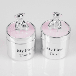 Image showing the Bambino Silverplated Tooth & Curl Box Set, Pink product.
