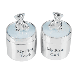 Image showing the Bambino Silverplated Tooth & Curl Box Set, Blue product.