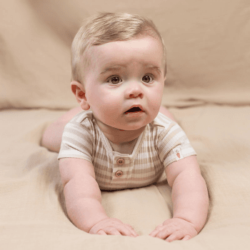 Image showing the Baby Bunny Stripes Short Sleeve Bodysuit, 4 - 6 Months, Sand product.