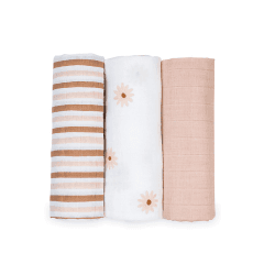 Image showing the Pack of 3 Mini Muslin Cloths, Daisies product.