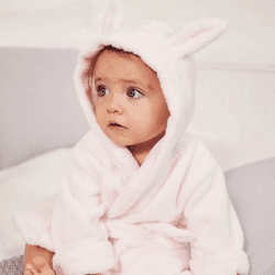 Image showing the Bunny Ears Baby Robe, 6 - 12 Months, Pink product.