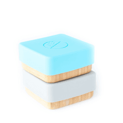 Image showing the Set of 2 Bamboo Snack Pots, Blue & Grey product.