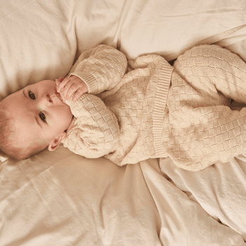 Image showing the Knitted Check Joggers, 6 - 12 Months, Natural White product.