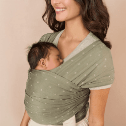 Image showing the Aura Soft Knit Baby Wrap, Olive Diamonds product.