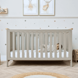 Image showing the Misha Cot Bed, Mushroom & Golden Oak product.