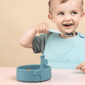 Image showing the Deer Friends Peekaboo First Meal Dinner Set, Blue product.