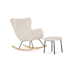 Image showing the Marley Teddy Nursing Chair and Footstool, Light Beige product.