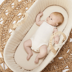 Image showing the Organic Moses Basket Fitted Sheet, Linen product.