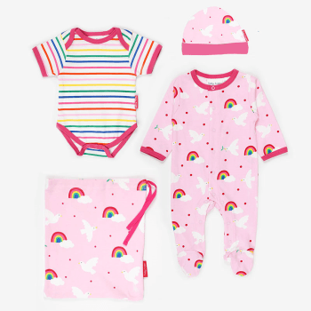 Image showing the Organic Cotton Baby Gift Set, 0 - 3 Months, Dove Print product.