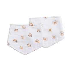 Image showing the Pack of 2 Bandana Bibs, Rainbow & Sun product.