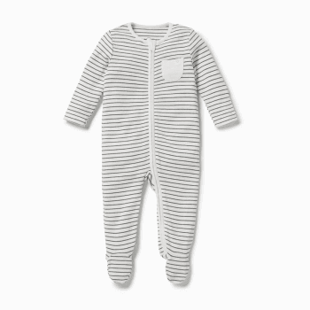 Image showing the Clever Zip Sleepsuit, 3 - 6 Months, Grey Stripe product.