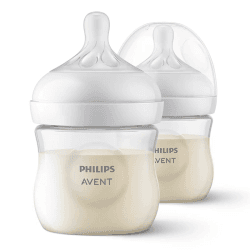 Image showing the Natural Response Pack of 2 Baby Bottles, 125ml, Clear product.