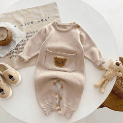 Image showing the Waffle Bear One Piece Playsuit, 6 - 12 Months, Beige product.