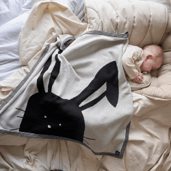 Image showing the Knitted Bunny Blanket, Natural White product.
