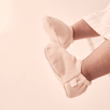 Image showing the Baby Booties, 0 - 3 Months, Blush Stripe product.