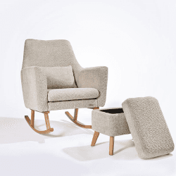 Image showing the Oscar Luxe Rocking Chair & Footstool, Teddy Mushroom product.