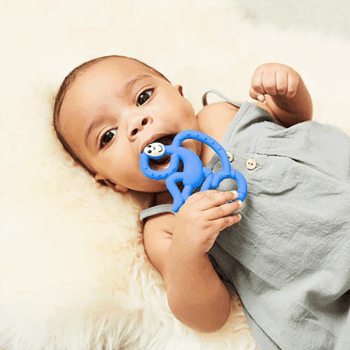 Image showing the Mini Monkey Teething Toy, Blue product.