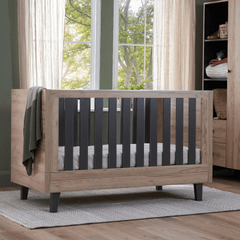 Image showing the Como 3 in 1 Cot Bed, Distressed Oak / Slate Grey product.
