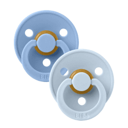 Image showing the Colour Pack of 2 Round Natural Rubber Latex Dummies, 0 Months+, Sky Blue / Baby Blue product.
