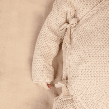 Image showing the Baby Bunny Knitted Baby Romper, 0 - 1 Months, Sand product.