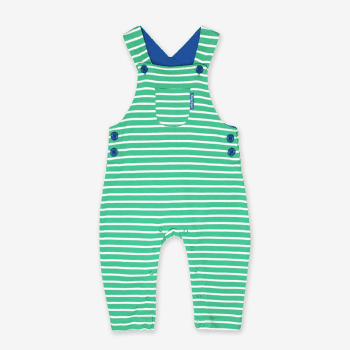 Image showing the Breton Organic Cotton Dungarees, 3 - 6 Months, Green Stripe product.