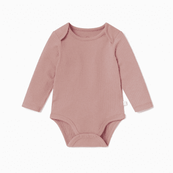 Image showing the Ribbed Long Sleeve Bodysuit, 3 - 6 Months, Rose product.