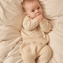 Image showing the Knitted Check Jumper, 6 - 12 Months, Natural White product.