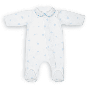 Image showing the Stars Magnetic Fastening Sleepsuit Onesie, 1 Month, Pale Cloud Blue product.