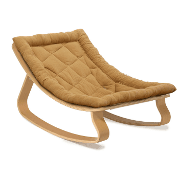 Image showing the Levo Wooden Baby Rocker, Beech, Camel product.