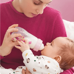 Image showing the Feel Good Glass Baby Bottle, 260ml, Unisex product.