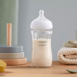 Image showing the Natural Response 4 Piece Glass Baby Bottle Set, Clear product.