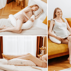 Image showing the 2-in-1 Pregnancy Pillow, U-Shape and C-Shape, Off White Petals product.