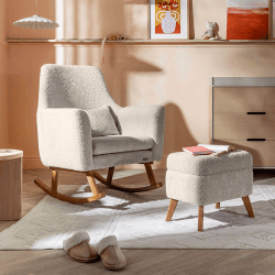 Image showing the Oscar Luxe Rocking Chair & Footstool, Teddy Sage product.