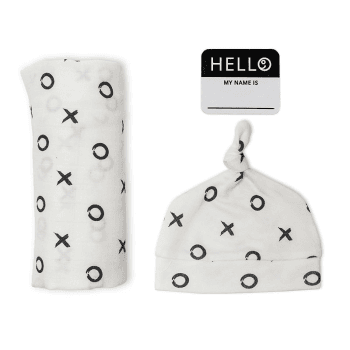 Image showing the Bamboo Hat & Swaddle Gift Set, Hugs & Kisses product.