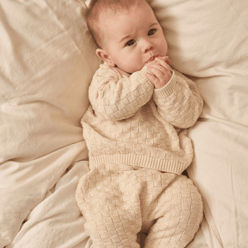 Image showing the Knitted Check Jumper, 3 - 6 Months, Natural White product.
