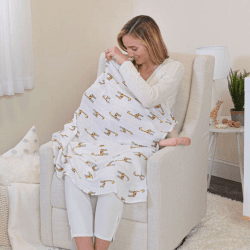 Image showing the Boutique Pack of 4 Large Cotton Muslin Swaddles, 120 x 120cm, Jungle Jam product.