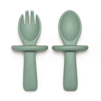 Image showing the My 1st Silicone Spoon & Fork, Meadow Green product.