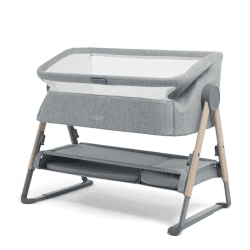 Image showing the Lua Bedside Crib (incl. Mattress), Grey product.